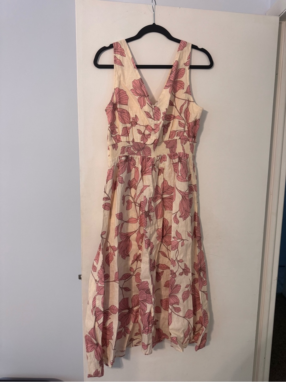 Cynthia Rowley Cream Midi Dress with Pink Floral Print
